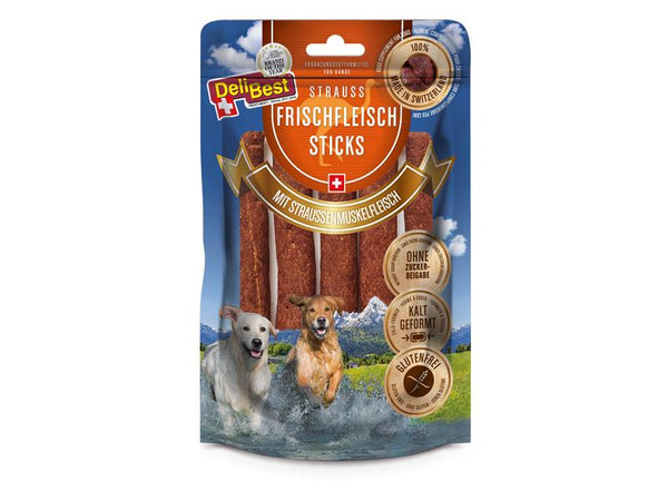 DeliBest chewing stick 10 cm sticks ostrich, 5 pieces