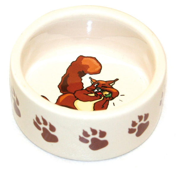 Ceramic hamster bowl white with hamster and paw motif