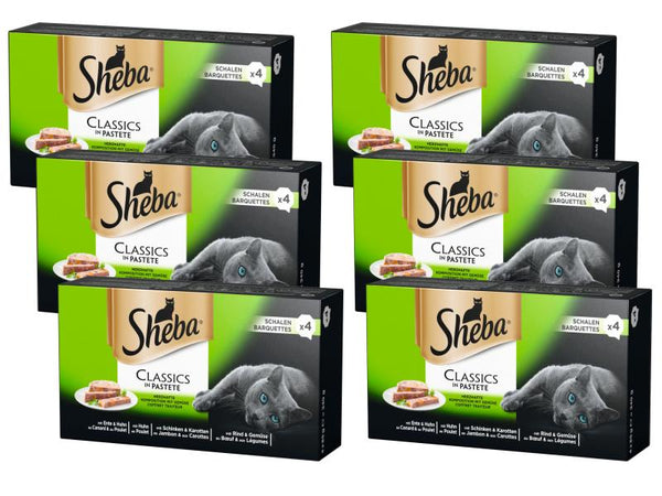 Sheba Nassfutter Classics Pastete Herzhafte Komposition, 6 x 340g