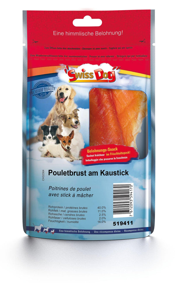 SwissDog chicken breast on the chewing stick