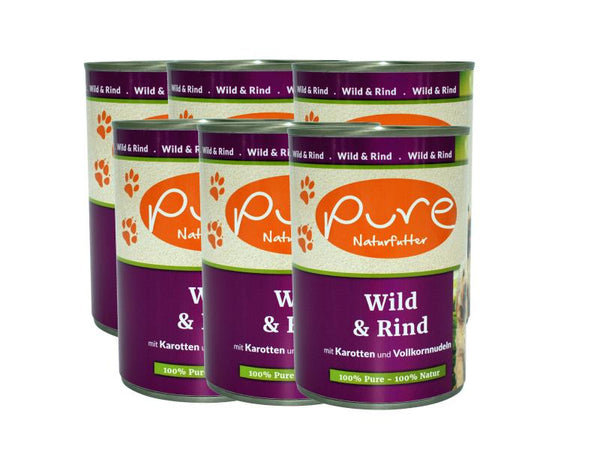 PURE Natural Food Wet Food Menu Wild & Beef 6 x 400g