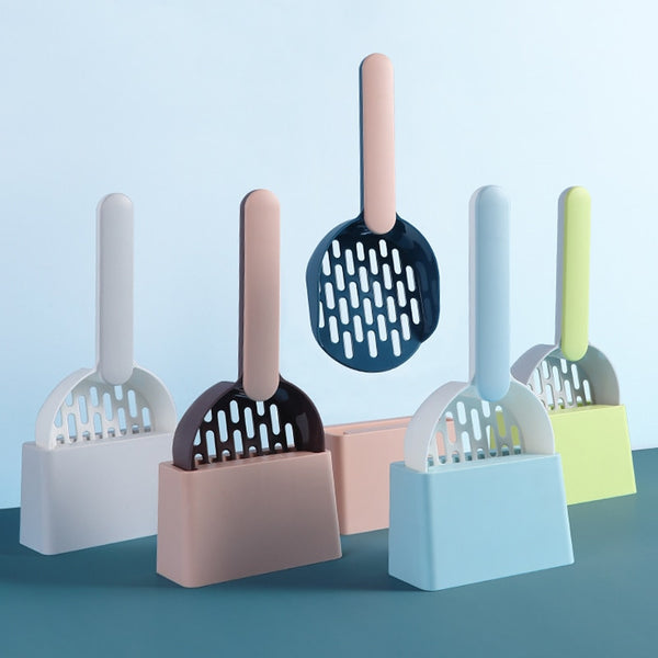 Cat litter scoop with holder