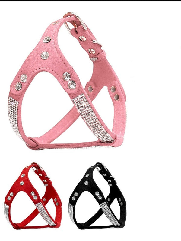 Dog harness with rhinestones